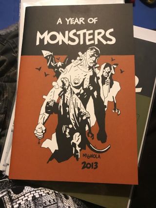 Mike Mignola A Year Of Monsters Sketchbook Hellboy Frankenstein Dracula Signed