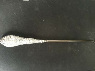 Antique Sterling Silver Button Hook With Large Chunky Handle