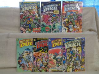 Destroyer Duck 1 - 7 Complete Set Jack Kirby 1st Groo 1982 Eclipse (b 21725)