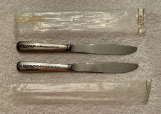 (2) Towle Sterling French Hollow Knives Rambler Rose Pattern