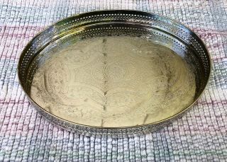 Cavalier Made In England - Vintage Silver Plate Oval Pierced Gallery Tray 8.  5 "