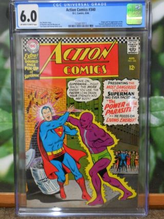 Action Comics 340 Cgc 6.  0 First Appearance Of Parasite Superman