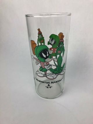 Vintage Warner Brothers Marvin The Martian & K - 9 Glass Tumbler Looney Tunes 1994