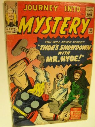 Journey Into Mystery 100 - 2.  0 Good - 1964 - Silver Age Kirby - Thor V Mr.  Hyde