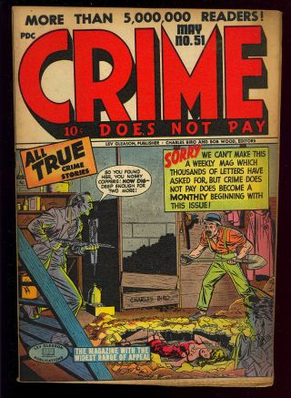 Crime Does Not Pay 51 Buried Woman Cover Golden Age Lev Gleason 1947 Fr - Gd