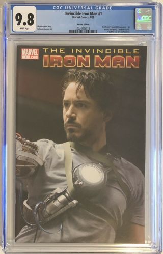 Invincible Iron Man 1 Larroca Photo Variant Cgc 9.  8 Rare Nm,  Marvel Comic