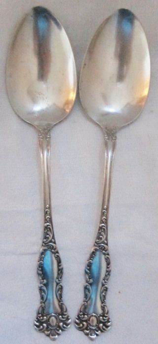 Two 8.  25 " Serving Spoons Wm A Rogers & Son Aa Silverplate 1901 Oxford Pattern