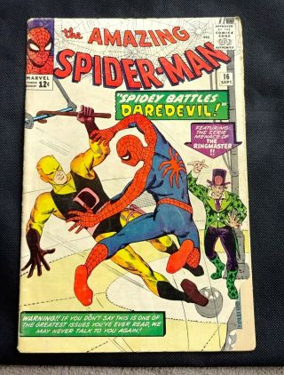 Spider - Man 16 1st Daredevil Crossover Vg,  Key