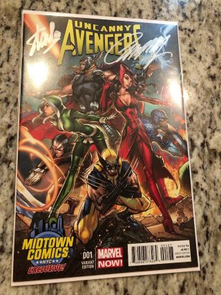 Uncanny Avengers 1 Midtown Campbell Variant Signed Campbell & Stan Lee W/