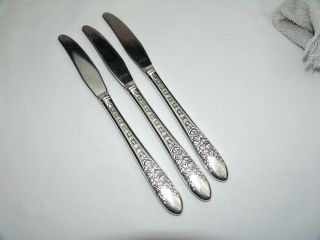 National Silver Co 1937 Rose And Leaf Silver Grille Knives Hollow Handle 8.  5 " L
