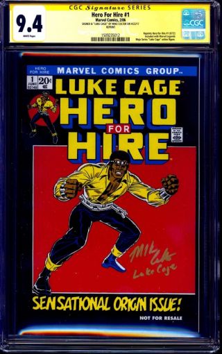 Hero For Hire 1 Marvel Legends Reprint Cgc Ss 9.  4 Signed Mike Colter Luke Cage