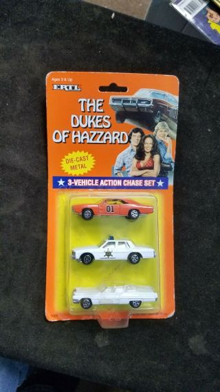 1997 Ertl The Dukes Of Hazzard 3 Diecast Vehicle Action Chase Set In Package