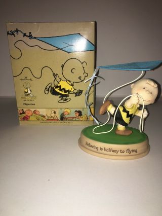 Hallmark Peanuts Gallery Charlie Brown Figurine Believing Is Halfway To Flying