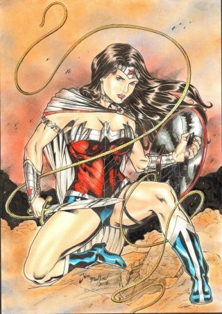 Wonder Woman By Jim Mellow - Comic Art Drawing Girl Donna Troy 11x17