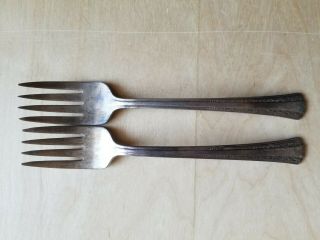 2 Vintage Collectible Forks 6.  5 ",  Rogers Deluxe,  Silver Plated,  Rogers