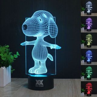 Peanuts Snoopy 3d Led Night Light 7 Color Touch Switch Table Desk Lamp Gift