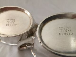 Vintage Wallace Silver Creamer and Sugar Bowl Nancy Deane N6693 monogram 