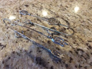 Vintage Ornate Silver Plated Ice Or Sugar Tongs Set Of 2