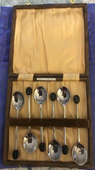 Vintage Coffee Bean Spoon Box Set Epns