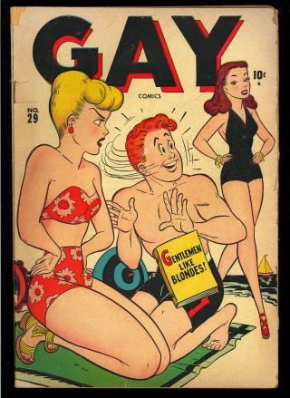 Gay Comics 29 Good Girl Art Teen Wolverton Art Timely Marvel 1947 Vg,