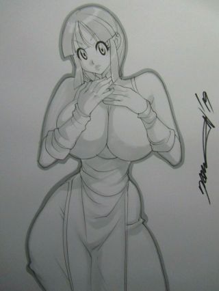 Chichi Dragon Ball Girl Sexy Busty Sketch Pinup - Daikon Art
