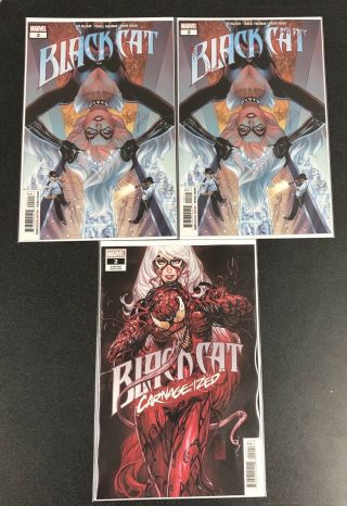 Marvel Comics Black Cat 2 Set Of 3 Covers Carnage - Ized & Blood Splattered Nm