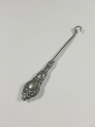 Antique Sterling Silver Handle Small Shoe Boot Lace Button Hook 2 " Inches Long