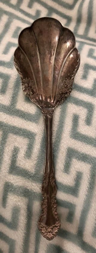 Rare Antique Wm Rogers Eagle Star Silver Serving Spoon Flower Shell Scallop Exc