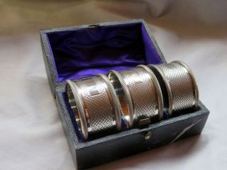 A Set Of 3 Antique Silver Plated Napkin Rings