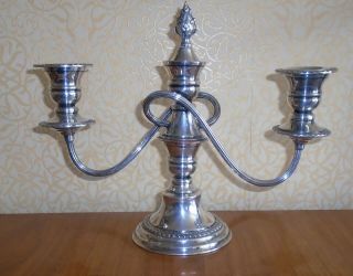 Antique Silver Plated Twist 3 Arm Candelabra Candle Holder Stick With Snuffer