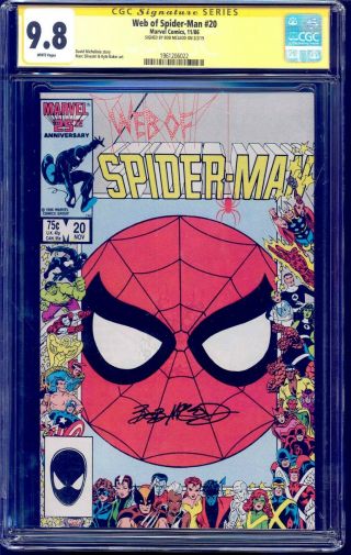 Web Of Spider - Man 20 Cgc Ss 9.  8 Signed Bob Mcleod Marvel 25th Frame Cover Nm/mt