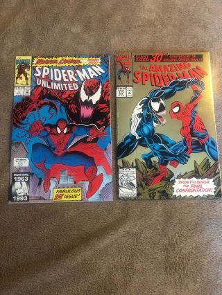 Spider - Man Unlimited 1,  Spiderman 375 Gold Foil,  First App Of Shriek & She Venom