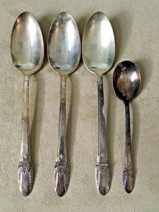 4 First Love 1847 Rogers Bros Silver Plate Spoons No Mono