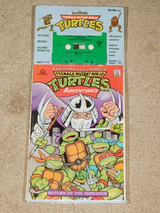 1990 Teenage Mutant Ninja Turtles Return Of The Shredder Cassette & Comic