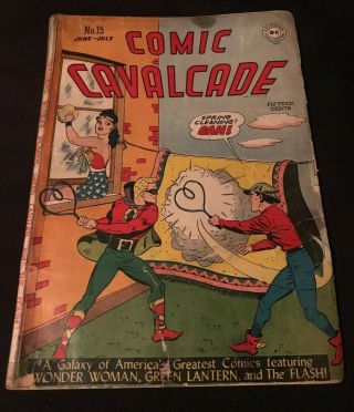 1942 Dc Comics Comic Cavalcade 15 Flash Wonder Woman Green Lantern Tape On Cover