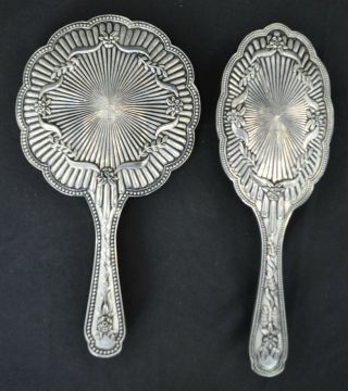 Godinger Art Nouveau/ Deco Silverplate Hand Mirror & Brush Cosmetology Vanity