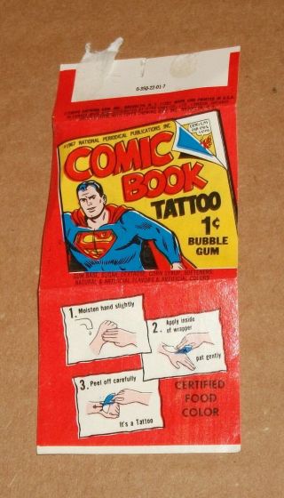 1967 Topps Comic Book Bubble Gum Superman Cover Superman Flies Tattoo