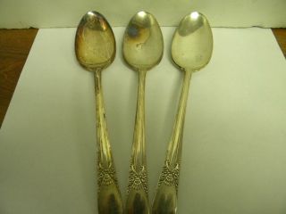(3) Wm.  Rogers Is Beloved Pattern Silverplated Serving Spoons