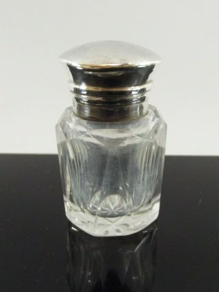 Antique Clear Glass Scent Bottle With Silver Lid Birmingham 1904 Ref 218/6