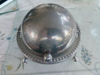 Vintage Silver Plate Rotating Top Butter/caviar Dish Globe Dome English Made