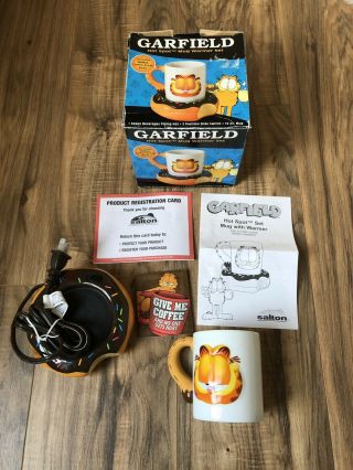 Garfield Hot Spot Mug Warmer Set Comic Book Box Coffee Tea Cup Cat