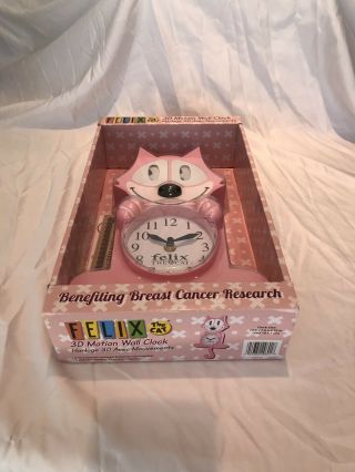 Felix The Cat 3d Motion Wall Clock,  Pink Breast Cancer Edition,