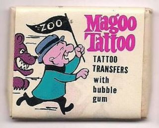 Mr.  Magoo Tattoo 1967 Fleer Tattoo Transfers With Bubble Gum