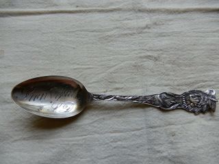 Sterling Silver Souvenir Spoon Indian Chief Tee Pee Canoe Sioux Falls Sd 5 1/4 "