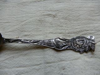 STERLING SILVER SOUVENIR SPOON INDIAN CHIEF TEE PEE CANOE SIOUX FALLS SD 5 1/4 