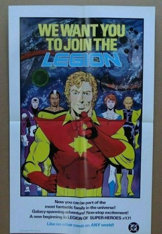 Rare 1985 Legion Of Superheroes 17 Dc Comics 22 " X 14.  5 " Promo Poster