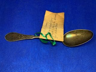 Look Antique Vintage Bell Sterling Silver Spoon With Note Attached 6.  5 Inches Z