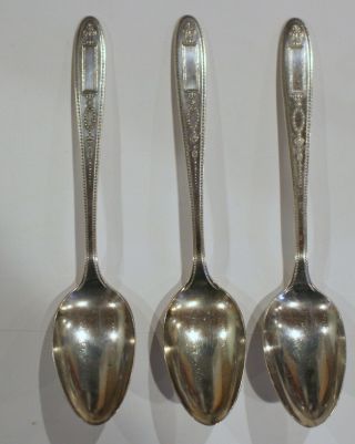 3 Oneida Community 1921 Grosvenor Pattern 7 - 1/4 " Table Dinner Spoons Silverplate