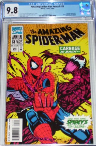 Spider - Man Annual 28 Cgc Graded 9.  8 From 1994 Carnage Is Back