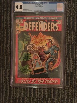Defenders 1 Cgc 4.  0 1st Appearance Of Necrodamus Marvel 1972 Tv Dr Strange Hulk